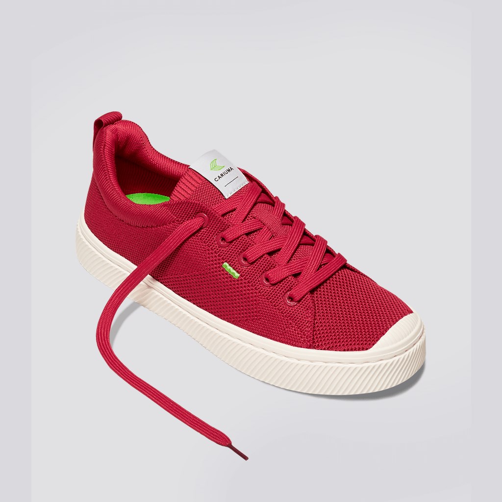 IBI Cariuma Low Top Bamboo Weave Knit Vegan Rouge Femme | HGP-2289129